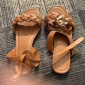 Brown Braided Sandals